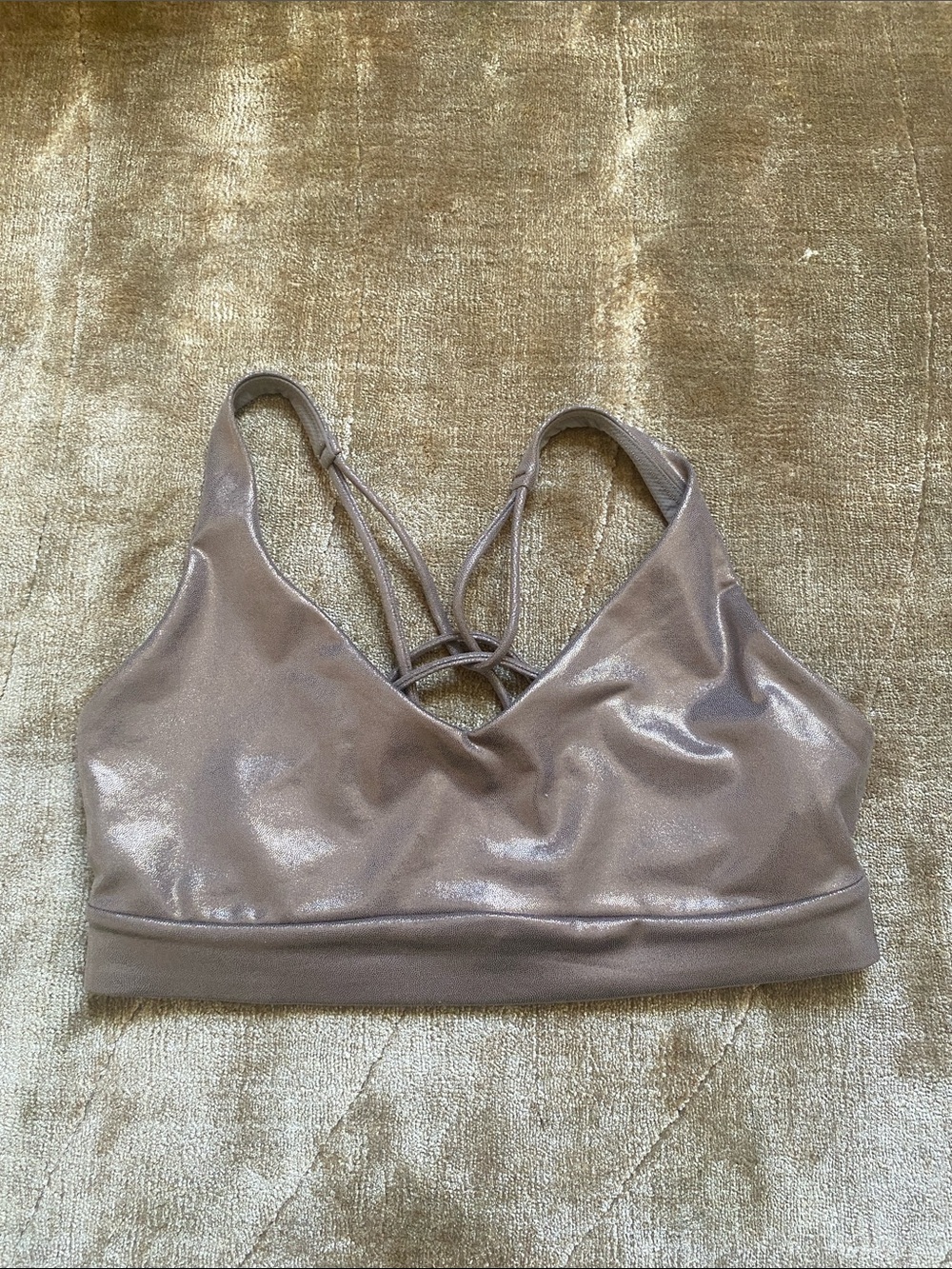 Athleta Shimmery Taupe solace sports bra